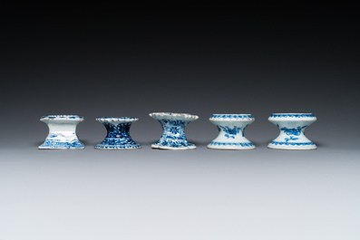 Five Chinese blue and white salts, Kangxi