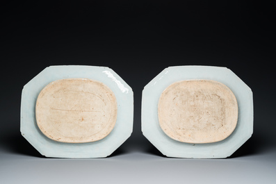 Negen Chinese blauw-witte schotels, Qianlong