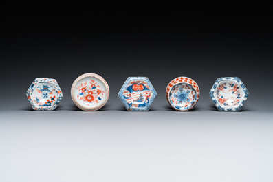 Five Chinese Imari-style salts, Kangxi/Qianlong