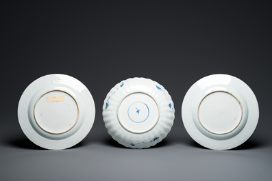 Een diverse collectie Chinees blauw-wit en famille rose porselein, Kangxi/Qianlong