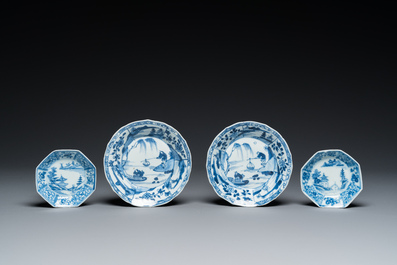Een diverse collectie Chinees blauw-wit en famille rose porselein, Kangxi/Qianlong