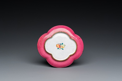 A Chinese Canton spice box and a four-lobed dish, Yongzheng/Qianlong