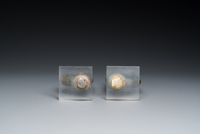 Paire d'ornements romains en forme de t&ecirc;te de panth&egrave;re et crochets en forme de doigt en bronze, ca. 2&egrave;me