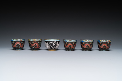 Negen stukken Chinees cloisonn&eacute;, 19/20e eeuw