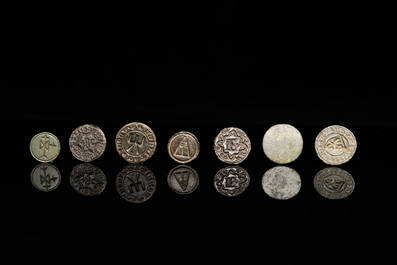 Seven bronze seal stamps, Western Europe, 15/16th C.