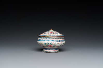 A Chinese Canton spice box and a four-lobed dish, Yongzheng/Qianlong