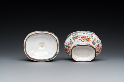 A Chinese Canton spice box and a four-lobed dish, Yongzheng/Qianlong