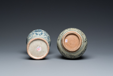 A Chinese blue and white 'meiping' vase and a  'yuhuchunping' vase, Ming or later