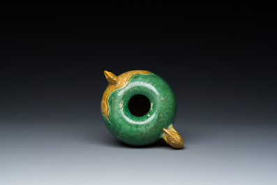 `-$A Chinese sancai-glazed water dropper with phoenix-shaped spout, Ming or Kangxi