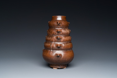 A Chinese monochrome brown-glazed vase, Song