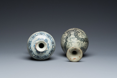 A Chinese blue and white 'meiping' vase and a  'yuhuchunping' vase, Ming or later