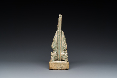 A small Chinese Longquan celadon table screen, Ming