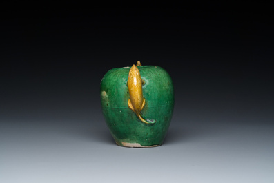`-$A Chinese sancai-glazed water dropper with phoenix-shaped spout, Ming or Kangxi