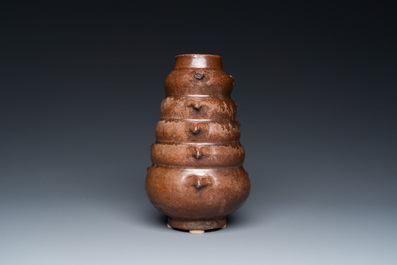 A Chinese monochrome brown-glazed vase, Song