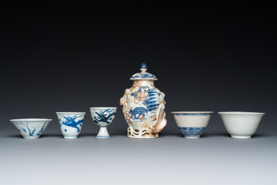 Zes stukken Chinees blauw-wit scheepswrakporselein, Transitie periode en later