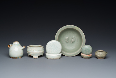 Six Chinese celadon- and qingbai-glazed wares, Song and later