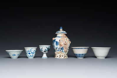 Zes stukken Chinees blauw-wit scheepswrakporselein, Transitie periode en later
