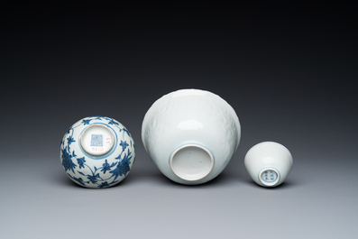 Drie Chinese blauw-witte kommen, Ming