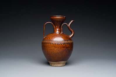 A Chinese brown-glazed ewer, Song