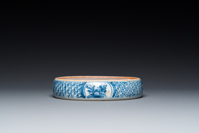 A Chinese blue and white ink stone, Kangxi