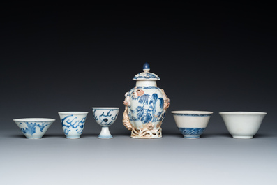 Zes stukken Chinees blauw-wit scheepswrakporselein, Transitie periode en later