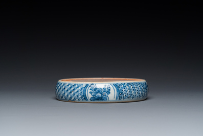 A Chinese blue and white ink stone, Kangxi