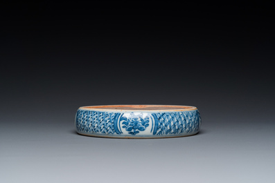 A Chinese blue and white ink stone, Kangxi