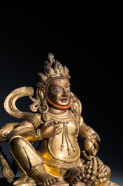 Statuette de Jambhala en bronze dor&eacute;, Sino-Tibet, 18&egrave;me
