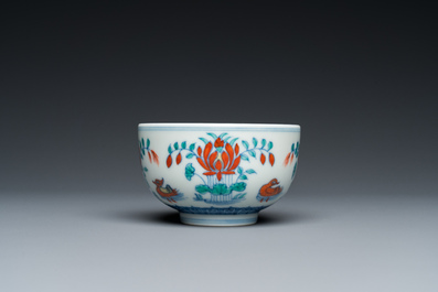 A Chinese doucai 'mandarin ducks' bowl, Chenghua mark, probably Qing