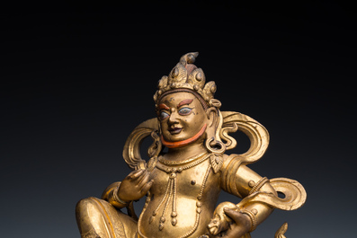 Statuette de Jambhala en bronze dor&eacute;, Sino-Tibet, 18&egrave;me