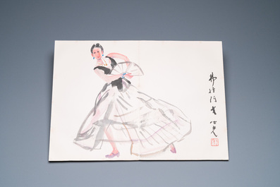 Chinese school: An album of twelve paintings with signatures of celebrities, a.o. Zhao Shaoang 趙少昂, ink and colour on paper, dated 1944