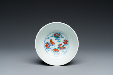 A Chinese doucai 'mandarin ducks' bowl, Chenghua mark, probably Qing
