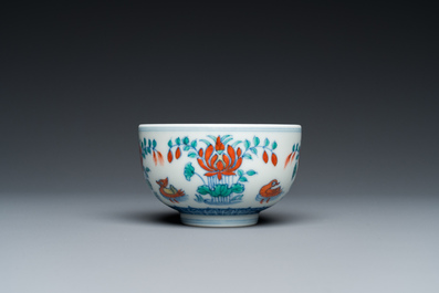 A Chinese doucai 'mandarin ducks' bowl, Chenghua mark, probably Qing