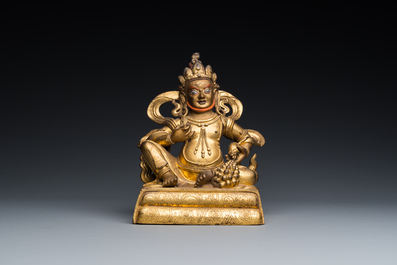 Statuette de Jambhala en bronze dor&eacute;, Sino-Tibet, 18&egrave;me