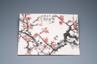 Chinese school: An album of twelve paintings with signatures of celebrities, a.o. Zhao Shaoang 趙少昂, ink and colour on paper, dated 1944