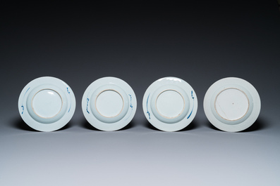 13 stukken Chinees blauw-wit en famille rose porselein, Kangxi en later