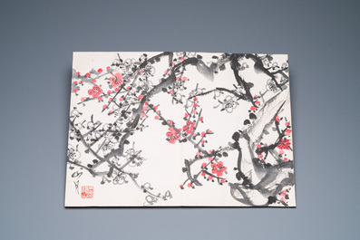 Chinese school: An album of twelve paintings with signatures of celebrities, a.o. Zhao Shaoang 趙少昂, ink and colour on paper, dated 1944