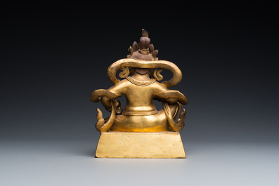 Statuette de Jambhala en bronze dor&eacute;, Sino-Tibet, 18&egrave;me