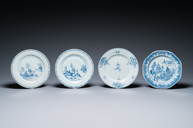 23 Chinese blue, white and Imari-style plates, Kangxi/Qianlong