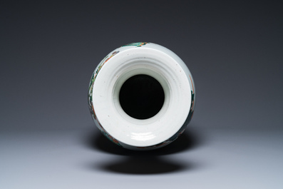 A large Chinese famille verte vase with narrative design, Kangxi mark, 19th C.