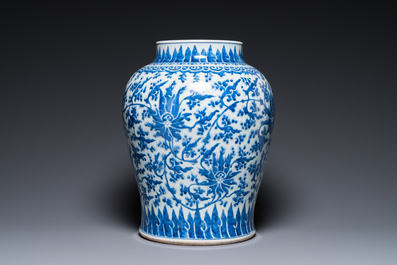 A Chinese blue and white 'lotus scroll' vase, Kangxi