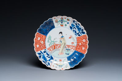 A lobed Chinese famille verte dish and a bowl, Kangxi