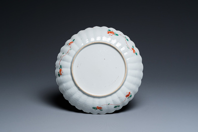 A lobed Chinese famille verte dish and a bowl, Kangxi