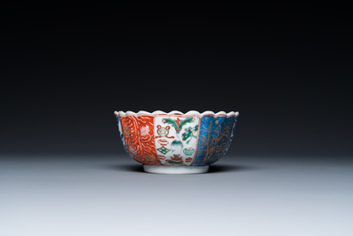 A lobed Chinese famille verte dish and a bowl, Kangxi