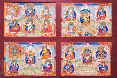 Eight tsaklis and three painted wood book covers, Tibet, 19th C.