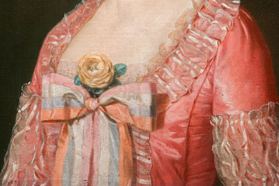 Ecole fran&ccedil;aise: Portrait de Mademoiselle de Mirabelle, huile sur toile, 18&egrave;me