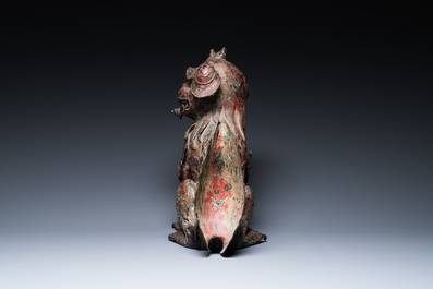 A large Chinese bronze Buddhist lion censer, probably Ming