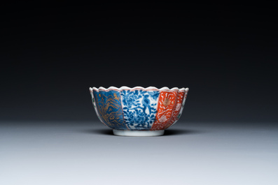 A lobed Chinese famille verte dish and a bowl, Kangxi