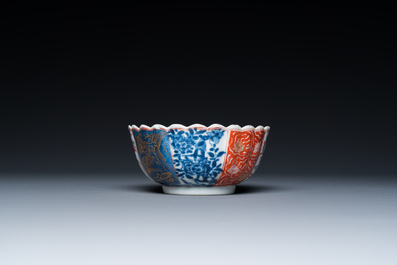 A lobed Chinese famille verte dish and a bowl, Kangxi