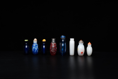 Eight Chinese glass snuff bottles, 19/20th C.